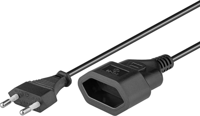 Stroom verlengkabel euro plug 5m zwart