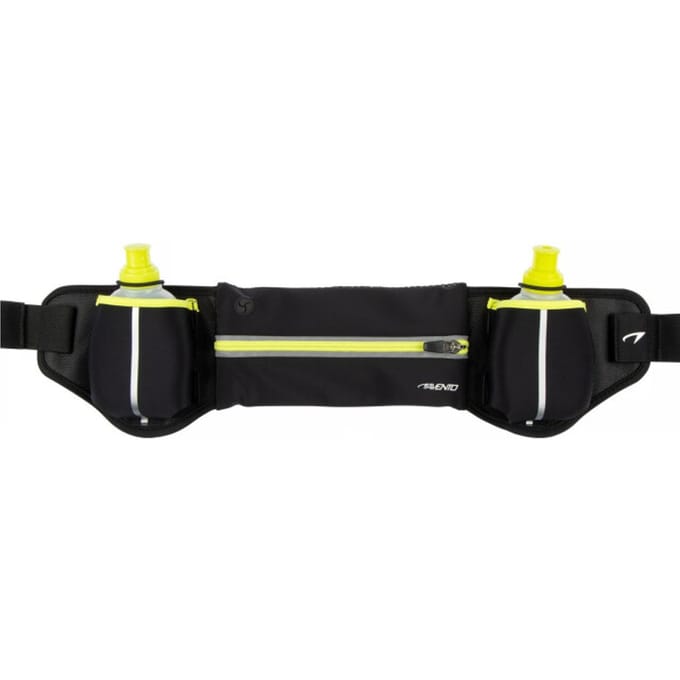Avento Hardloopriem met 2 Drinkflessen - Addy - Zwart/Fluorgeel