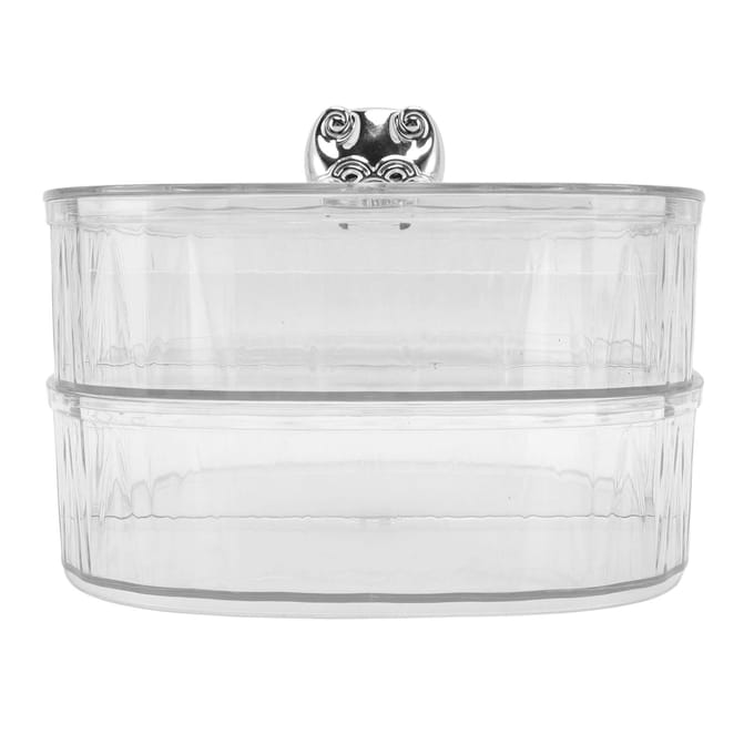 Snackschotel 2 Laags Verdeeld Transparant Stevig Plastic Serveerschaal voor Snoep Gedroogd Fruit white