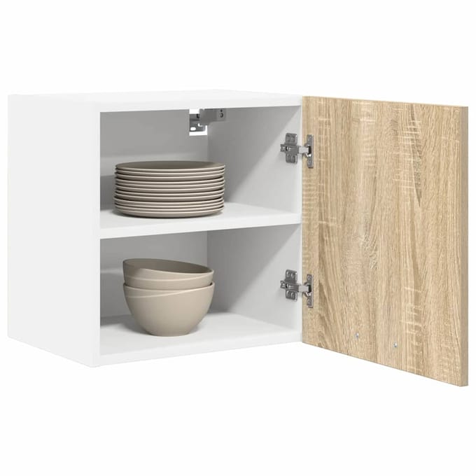 vidaXL - Hangkast - 2 - st - Sonoma - Eik - en - Wit - Bewerkt - hout
