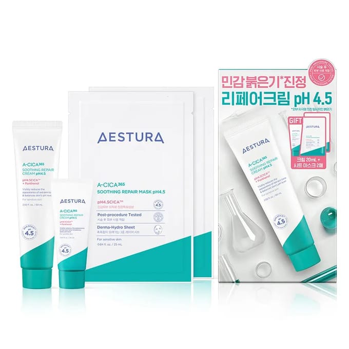 A-CICA 365 Crème Apaisante Réparatrice pH4.5 60ml Ensemble Spécial (+Crème 20ml + Masque 2 pièces) white