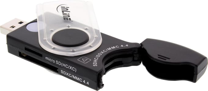 InLine® USB 3.0 mobiele kaartlezer met 2 stations, voor SD, SDHC, SDXC, microSD