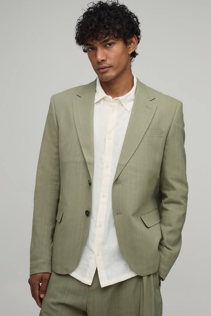 Linnen-look Blazer Met Relaxed Fit | Olive | Size 36