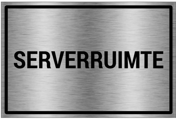 Serverruimte bord - gecoat brushed aluminium - grijs zwart | 30 x 20 cm