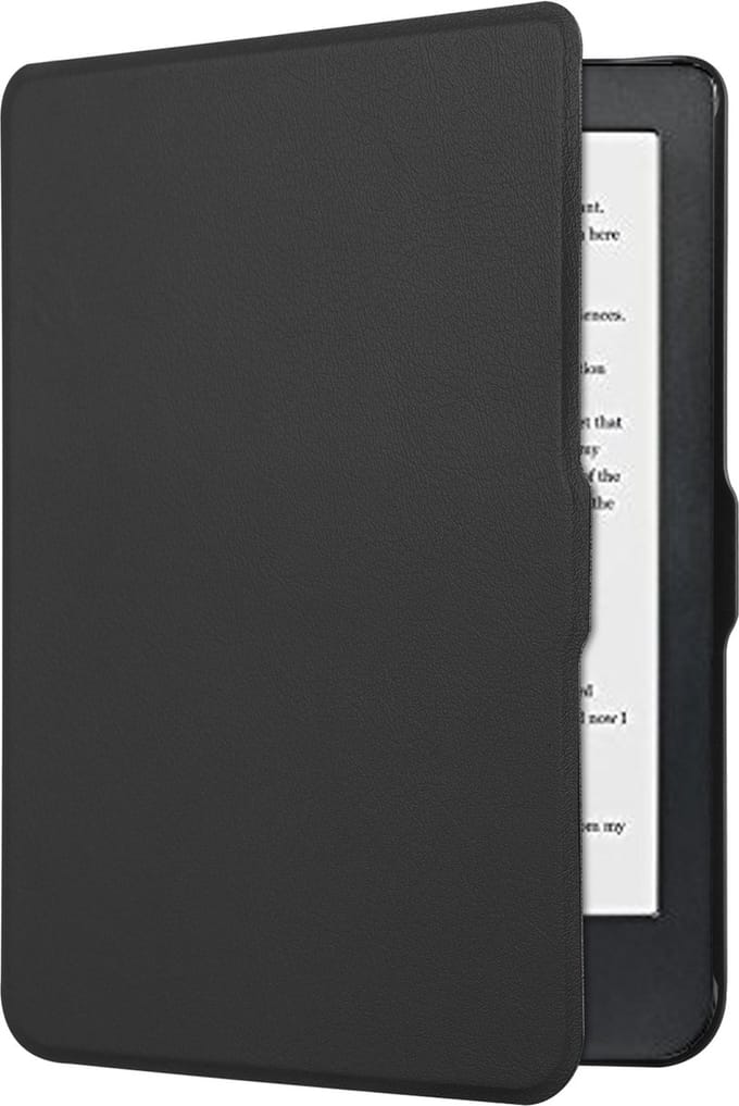 Peachy Kunstlederen Case met Cover geschikt voor Kobo Clara HD - Zwart