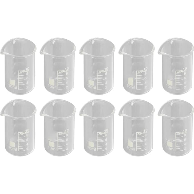 10PCS Bécher Verre Borosilicaté Échelle Claire Bécher de Laboratoire pour Expérience Académique Industrielle 10ml white