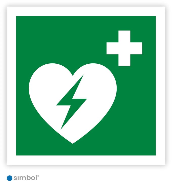 Simbol® - Stickers Automatische Externe Defibrilator - AED (E010) - Formaat 5 x 5 cm.