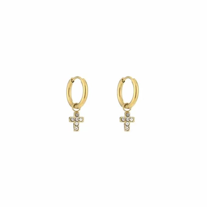 Bijoutheek Oorhangers Kruis Strass