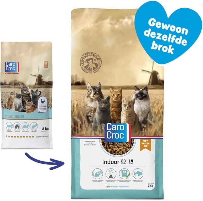 CaroCroc Indoor - Kip - Kattenvoer - 2 kg