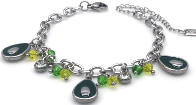 Avocado Armband – RVS – 16-21cm – Groene Knipoog