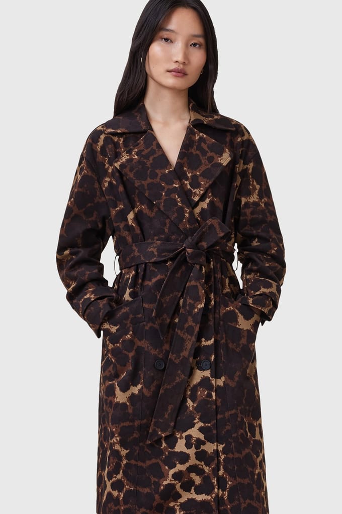 AllSaints Abel Trench Leopard Brown Taglia: 2 | Trench Outlet | Donna | Marrone