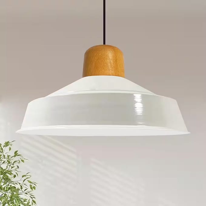 Bamyum Hangende Metalen Lamp Ø41 cm, E27, Vintage Lamp, Wit Binnenkant