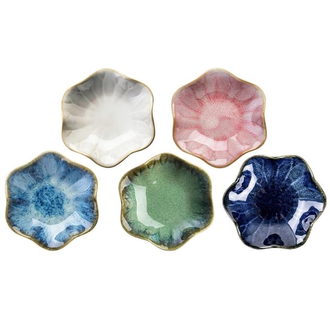 Cosensi - Dailygoods - Set van 5 Keramische Dipschalen met Bloemvorm