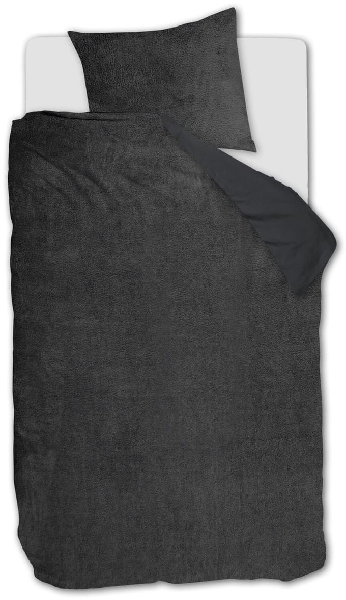 Ambiante Plush Teddy dekbedovertrek - Eenpersoons - 140x200/220 - Antraciet