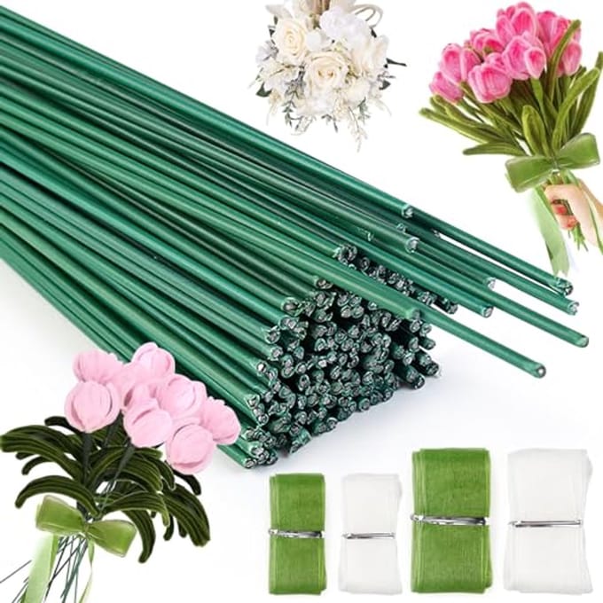 100 Stuks Bloemendraad voor Bloemstukken - Groen 30 cm