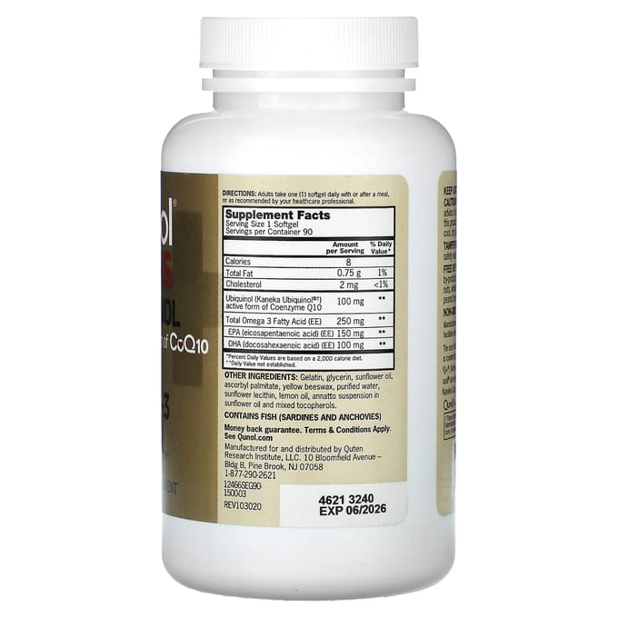 Ubiquinol + Omega 3, 100 mg + 250 mg, 90 Softgels