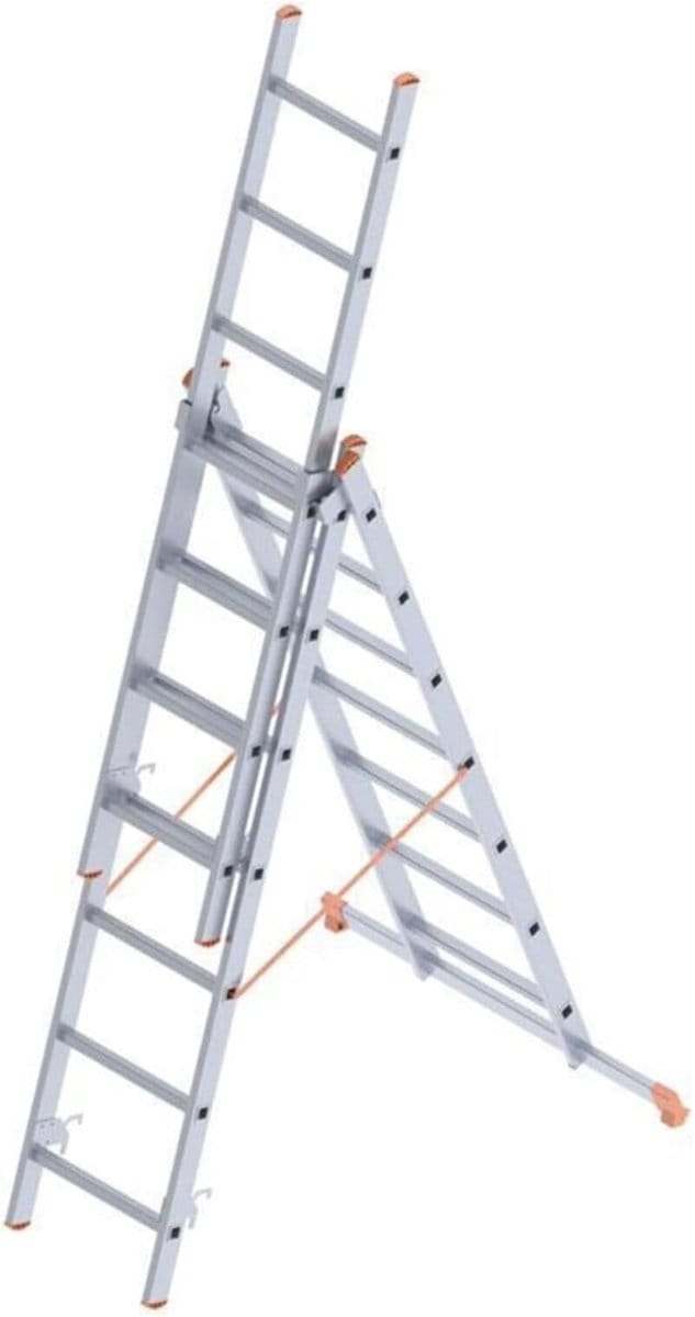 Multifunctionele Ladder - Klapladder Steiger - Klus Klussen - Verstelbaar Aluminium Frame - 3x7 Treden