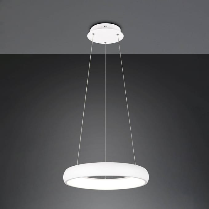 Trio Lighting Cardona hanglamp, Ø 46,5 cm, wit, CCT, metaal