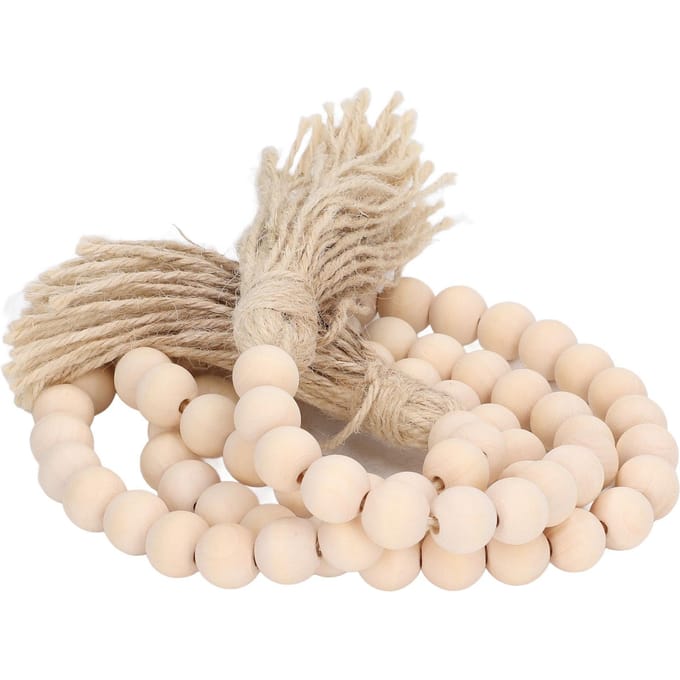 Houten Kralen Slinger Handgemaakt Fijn Vakmanschap Comfortabel Vast te Houden Boheemse Stijl Gebedskralen beige