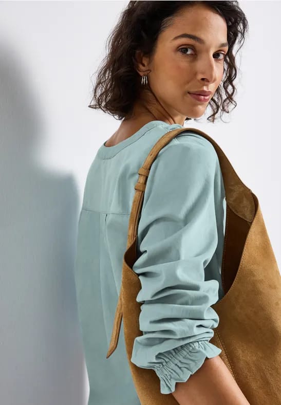 Corduroy blouse met ruches