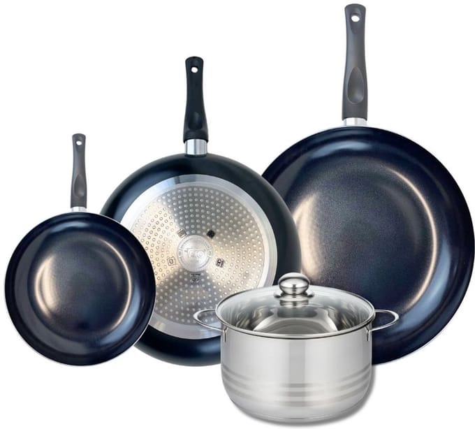 Set van 3 Koekenpannen 20, 28 en 32 cm en 1 braadpan 20 cm Elo Prima Brillant