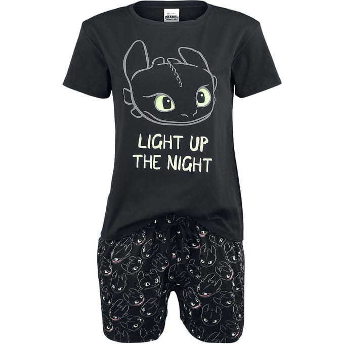How To Train Your Dragon Pyjama - Toothless - Light Up - S tot 3XL - voor Vrouwen - zwart