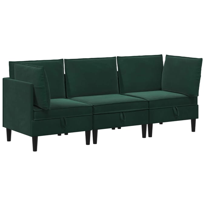 vidaXL - Woonkamer - Meubelset - 3 - st - Donkergroen - Fluweel
