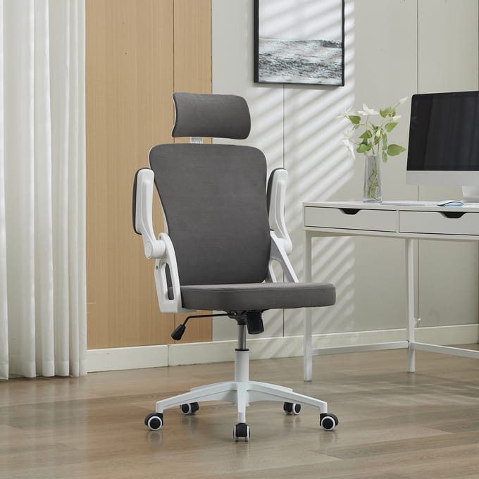 Ergonomische Bureaustoel - Mesh Kantoorstoel Met Hoofdsteun - Grijs