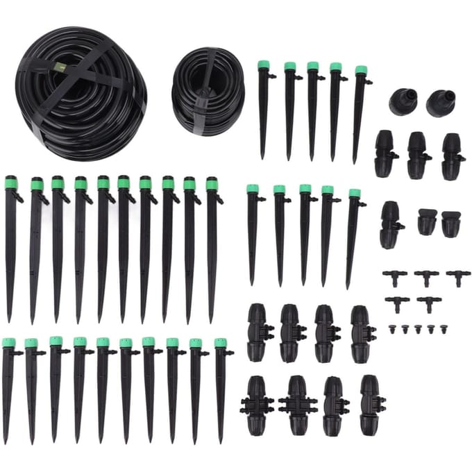 Système d'irrigation de jardin Système d'arrosage de jardin Kits d'irrigation goutte à goutte automatiques pour jardin surélevé black
