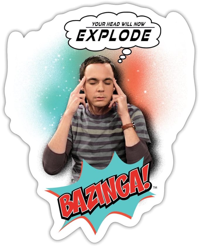 The Big Bang Theory Sheldon Head Will Explode Sticker Maat S (max. 10 x 10cm)