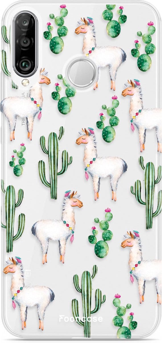 Fooncase Hoesje Geschikt voor Huawei P30 Lite - Shockproof Case - Back Cover / Soft Case - Alpaca / Lama