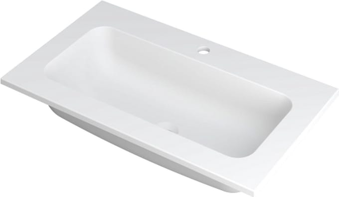 INK® Faktor wastafel polystone centraal met 1 kraangat, 80x45x1,5cm, mat wit