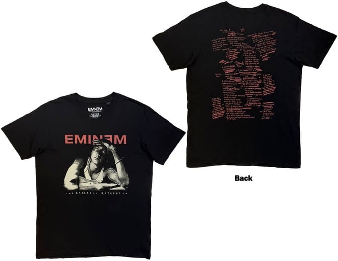 Eminem - Eminem Script Lyrics Heren Tshirt - L - Zwart