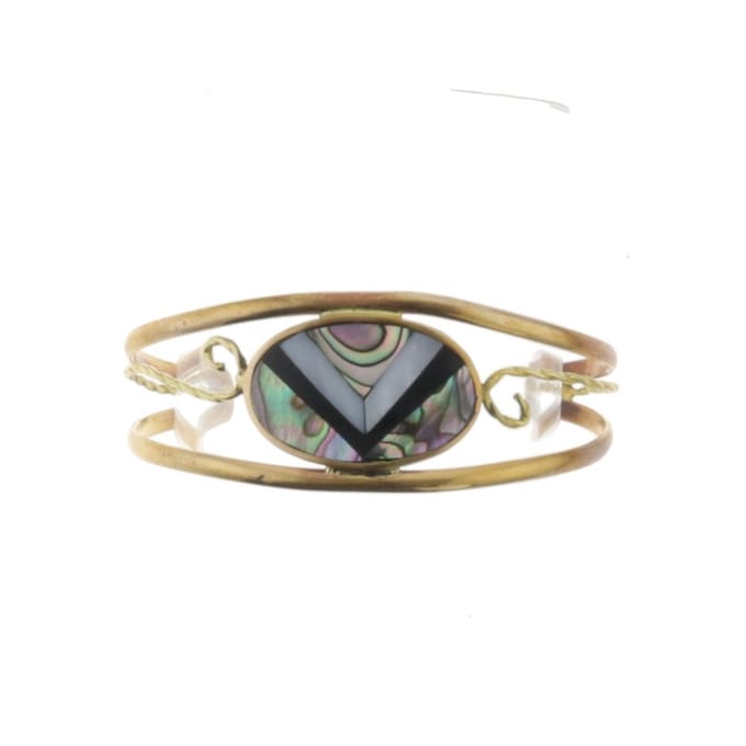Behave Armband - goud kleur - klem armband - schelp - vintage - 15 cm