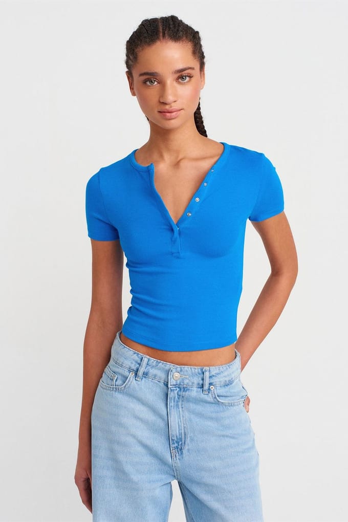 Slim Fit Crop Jersey Blouse