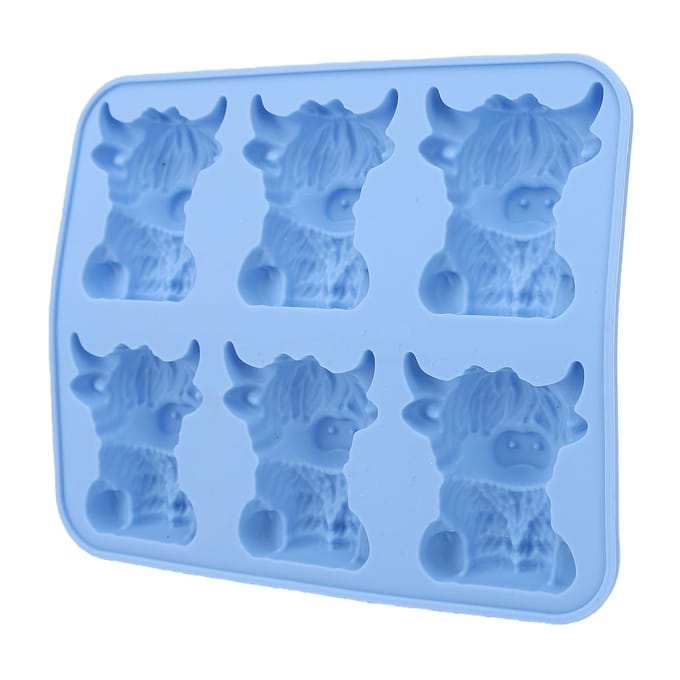 Moule à glaçons Vache des Highlands Mini 6 Cavités Silicone Réutilisable Plateau à Glaçons 3D pour Whiskey Cocktail Bière gray