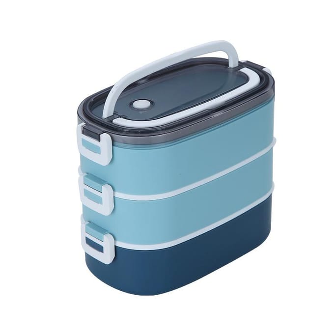 Meerlaagse lunchbox roestvrij staal verzegeld lekvrij magnetronverwarming handige handgreep lunch gray