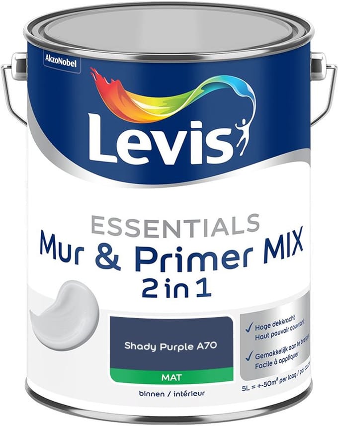 Levis - Essentials Mur & Primer Mix - Shady Purple A70 - Mengverf - 5 L