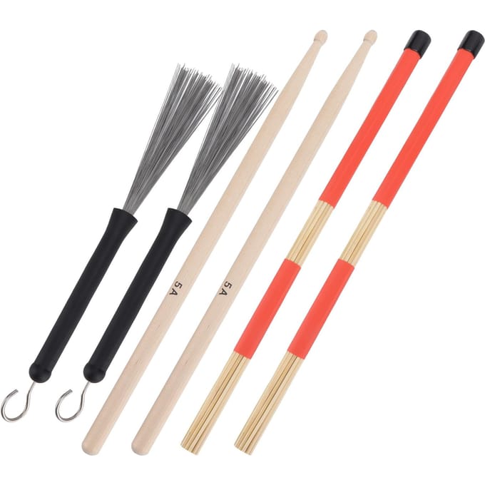 Drumstokken Set 5A Klassiek Ahorn Houten Instrument Accessoire met Intrekbare Borstels voor Jazz beige