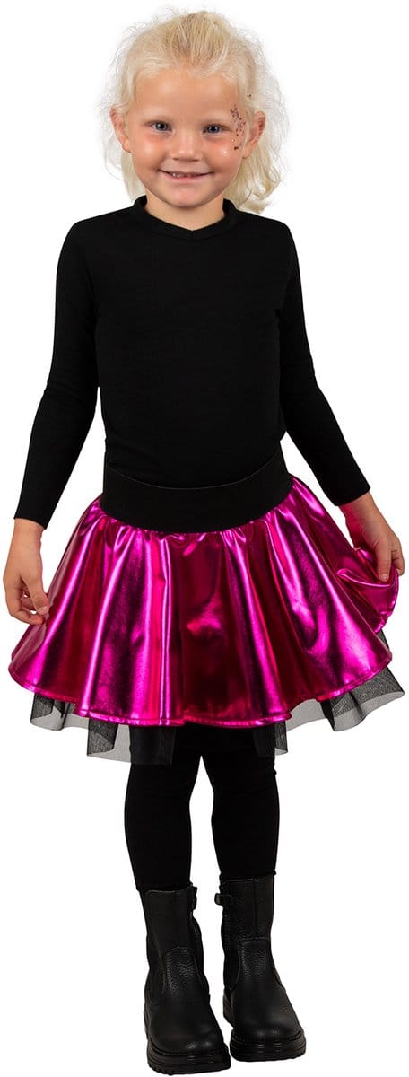 Cirkelrok Metallic Roze - Meisjes - Tule Rok - Disco Rok - Maat 152