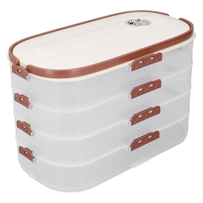 Dumpling Diepvries Opbergdoos Multifunctioneel 4 Lagen Voedselkwaliteit PP Koekjes Opbergcontainer L(for 6.5-9kg) white
