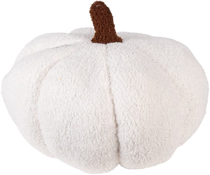 Clayre & Eef Decoratie Pompoen Ø 35x22 cm Wit Polyester Herfst decoratie