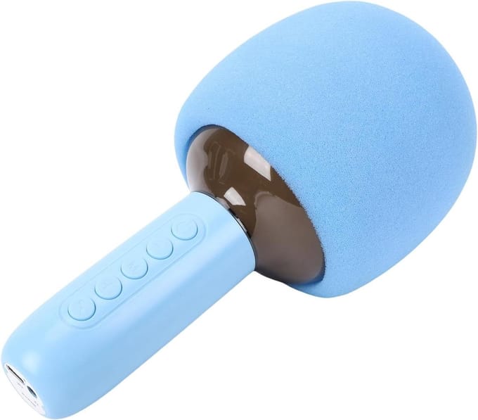Karaoke Microfoon - Draagbare Zangmicrofoon - Feestelijke Muziekavond - RGB Sfeerverlichting - 19.3 cm Hoog - Blauw