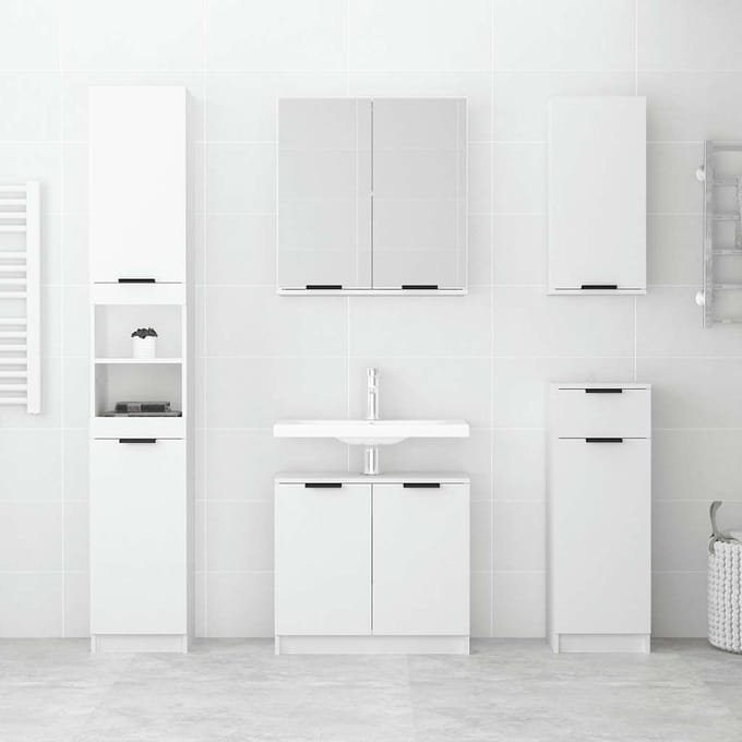 vidaXL - Badkamerkast - 32x34x188,5 - cm - bewerkt - hout - wit
