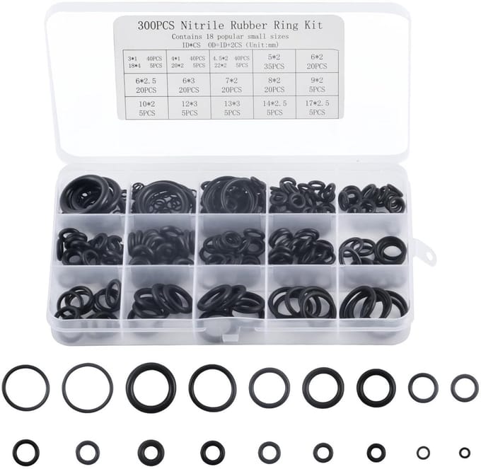 O-ringen assortimentsset van rubber - 300 stuks voor afdichting in sanitair en hydraulica