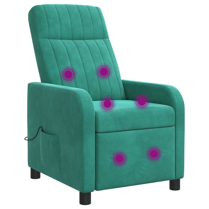vidaXL - Massage - Relaxstoel - Turquoise - fluweel