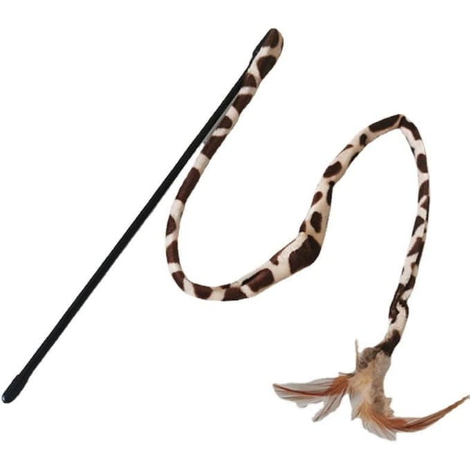 1 pièce de baguette jouet pour chat avec plume et imprimé léopard pour une utilisation intérieure et extérieure black