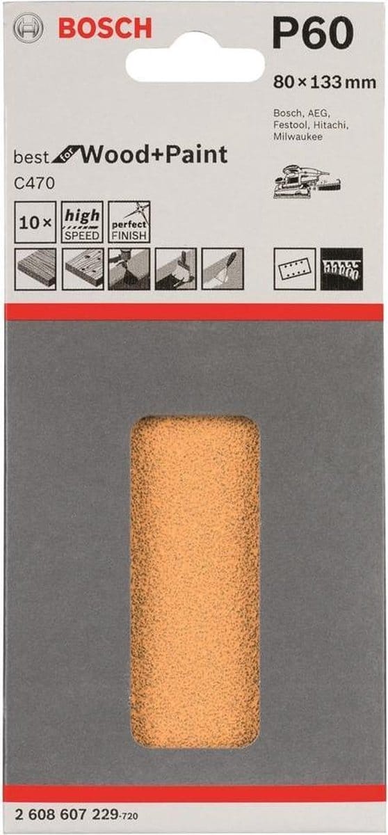 Bosch - 10-delige schuurbladset 80 x 133 mm, 60