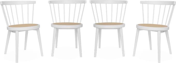 sweeek - Set van 4 stoelen van hout en riet, nora, l 53 x d 53,5 x h 76cm