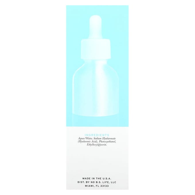 No BS Skincare, Pure Hyaluronic Serum, 1 fl oz (30 ml) white